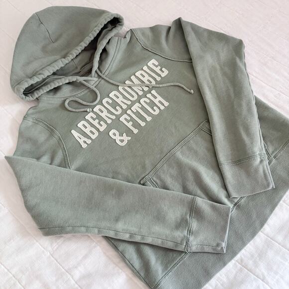 Abercrombie & Fitch Tops - Abercrombie & Fitch Soft A&F Hoodie Sweatshirt Womens SMALL Green, Spell Out